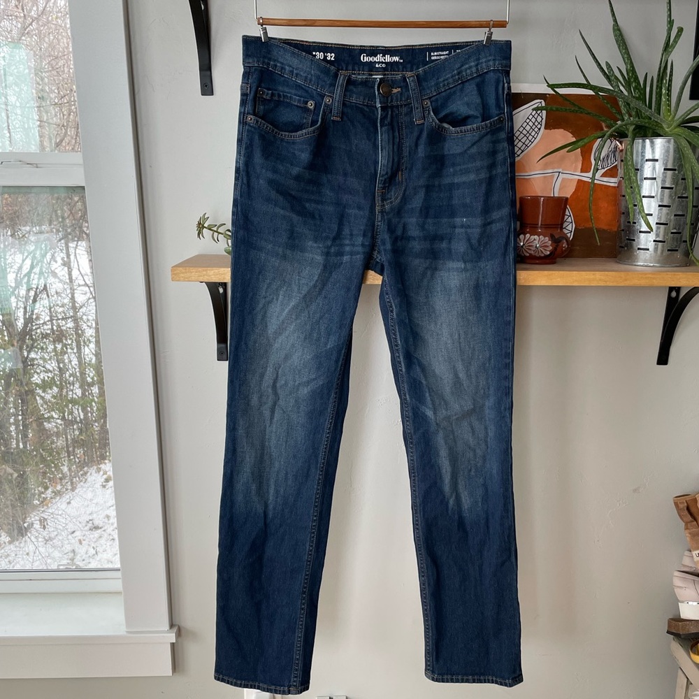 Goodfellow Dark Rinse Denim Slim Straight Jeans Size 30 x 32